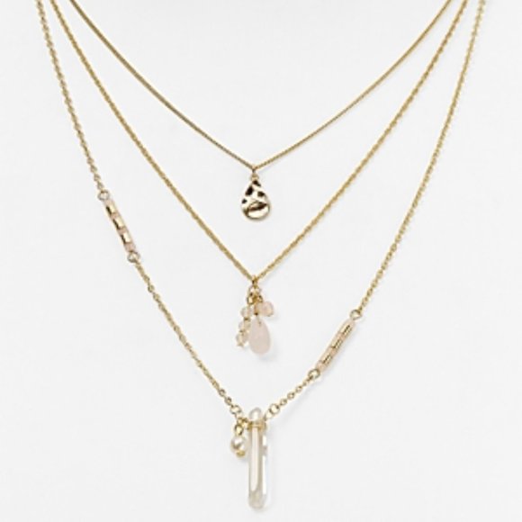 Aqua Jewelry 'christie' Gold-tone Triple Layer Pendant Necklace - Picture 1 of 5